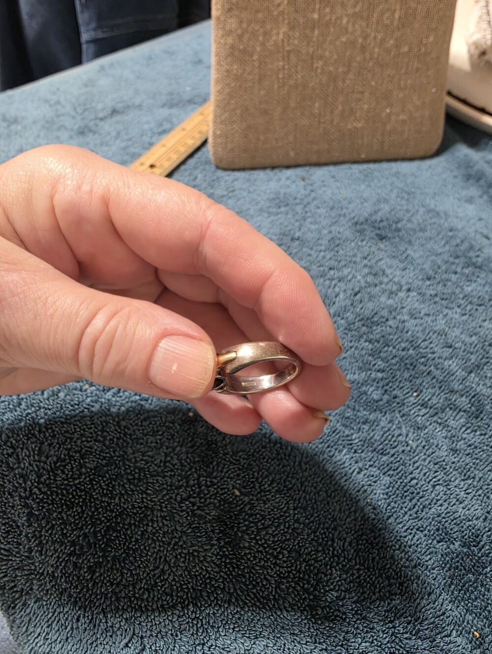 Sterling And 18k Trim Garnet Ring By Lorenzo 8 1\2 - Picture 6 of 13